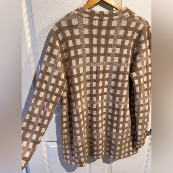Belldini Tan & Cream Windowpane Check Cardigan – NWT – Size M/L - Picture 2 of 2